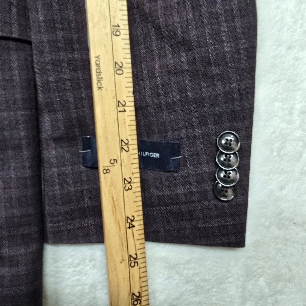 Tommy Hilfiger Conrad Sport Coat Mens 38R 38 Purple Plaid Flex Blazer $295 NEW‎